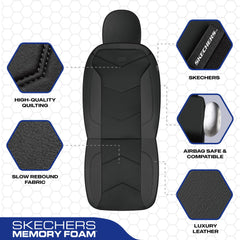 Skechers seat cover seam detail designed for safe side airbag deployment