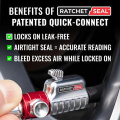 SKÖG close-up of RatchetSeal locking chuck showing leak-free valve grip benefit
