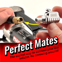 SKÖG detail of 360° swivel reducing hose kinks and maintaining steady airflow