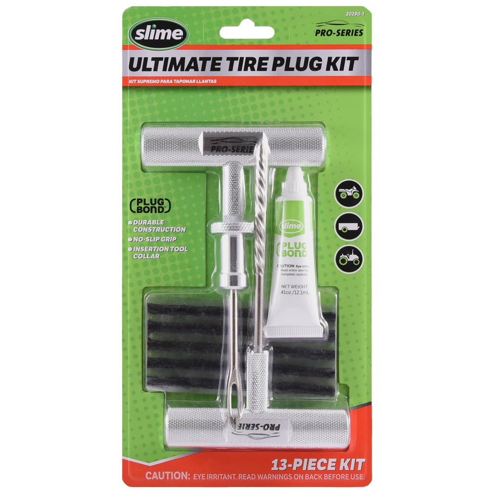 Slime front packaging showing complete Pro-Series kit and tools for quick repairs