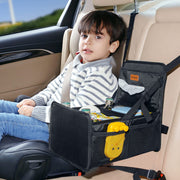 SLOGENTO front view of organizer showing multiple pockets and cup holder benefit