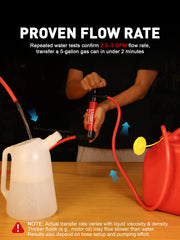 SMART JERRY siphoning fuel from a gas can for fast safe transfer