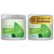 SMELLS BEGONE front packaging jar showing calming rain label and clear instructions benefit: easy setup