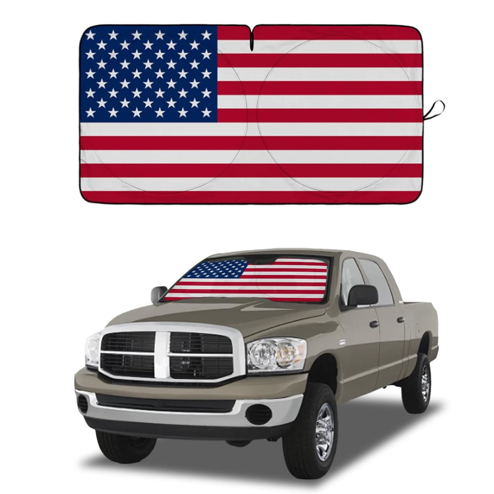 smilfuy USA flag front view showing full windshield coverage and cooling benefit