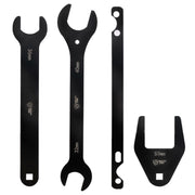 SMOTIVEPRO front view of complete 4-piece fan clutch removal kit showing sizes and holder, precise fit benefit