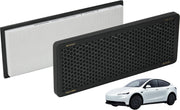 SNOWOOW packaged Model Y front-trunk filter kit showing contents and benefit of easy replacement