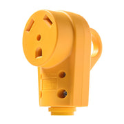 SnowyFox front view of 30A female plug showing secure fit and easy installation
