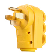 SnowyFox front view of 50A plug showing prongs and face for reliable connection