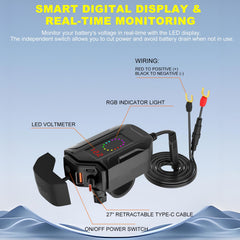 SOBMOTO dual USB ports and independent switch for controlled simultaneous charging