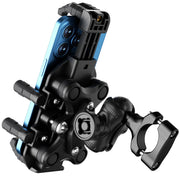 SOBMOTO front view of mounted phone showing secure hold and clear screen visibility