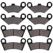SOLLON full front and rear brake pad kit packaging showing contents and fitment