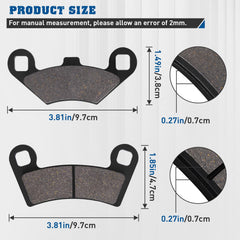 SOLLON rear brake pad closeup highlighting reinforced fibers for durability