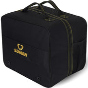 SOMANGEAR front view of helmet bag showing sturdy zip and handle benefit protection