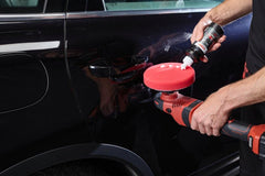 SONAX CutMax on hybrid wool pad demonstrating fast material removal