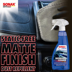 SONAX being sprayed onto a microfiber for even application and finish