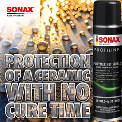 SONAX treated panel with strong water beading repels contaminants