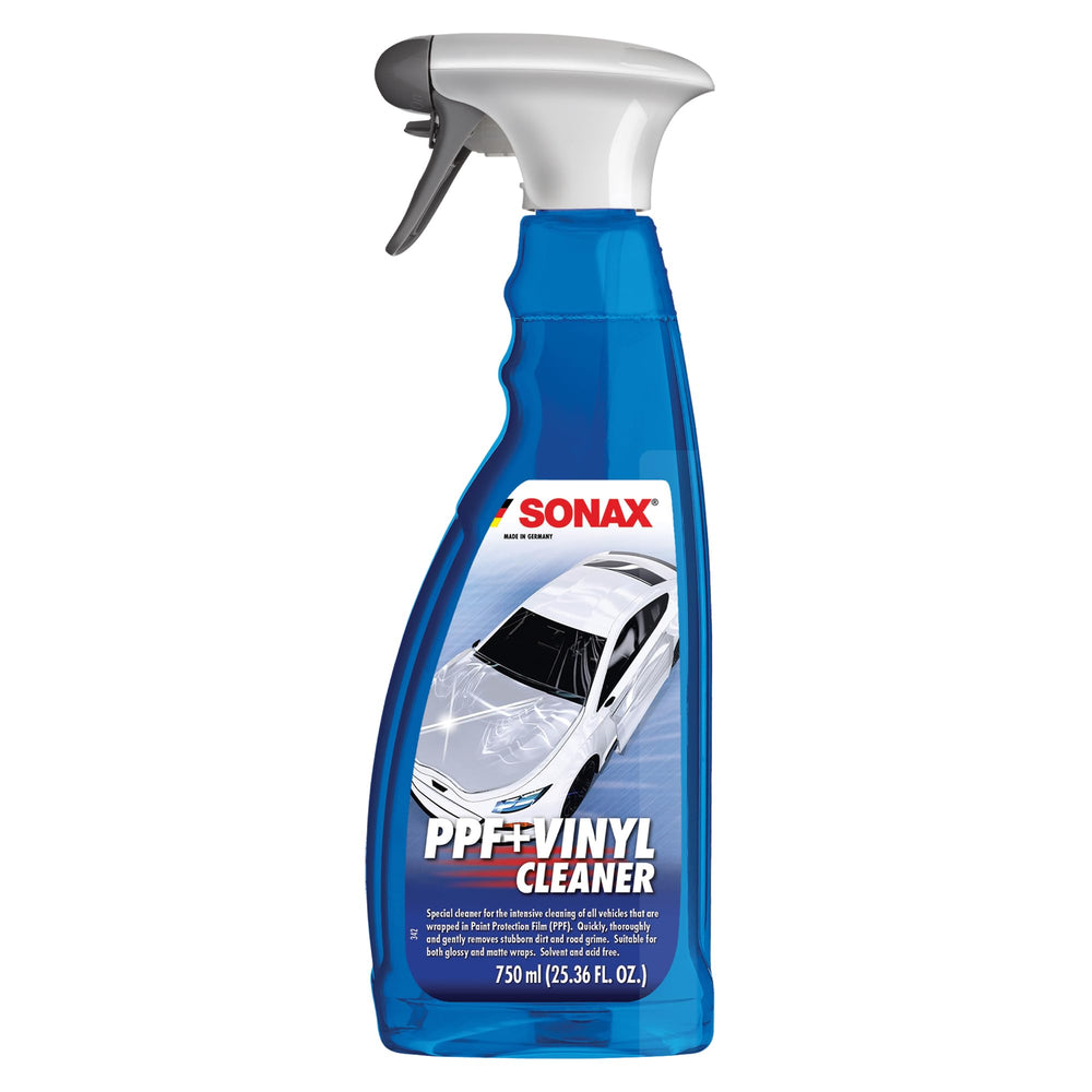 SONAX bottle front label clearly showing PPF & Vinyl Cleaner for safe film maintenance
