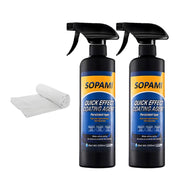 SOPAMI bottle front label showing product and glossy finish benefit