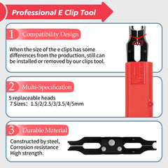 Sopnom tool installing an E-clip on a small shaft demonstrating secure placement