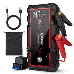 Soulor jump starter front packaging highlighting compact design and portability