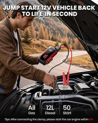 Soulor jump starter LCD display closeup showing battery percentage for clear status benefit