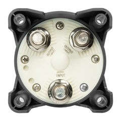 Spartan Power terminal close-up with heavy-duty posts accepting 4/0 AWG cables for low resistance