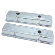 Spectre Performance 5258 valve covers front view showing chrome finish and OEM fit