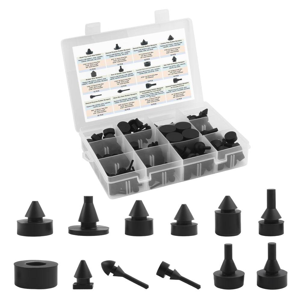 SPGICRM front packaging showing 162-piece rubber bumper kit and organized tray for quick selection