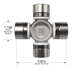 Spicer u-joint bearing cap close-up showing 1.188-inch cap detail for accurate fit verification