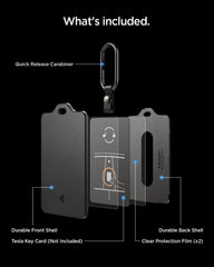 Spigen interior shot with Tesla card showing secure fit and scratch protection benefit