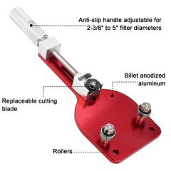 Sporthfish cutter mounted on an oil filter demonstrating controlled cutting in use