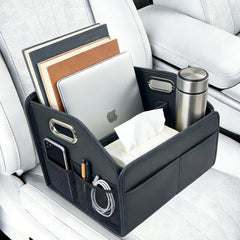 SportySizz front seat caddy displayed in car for neat storage