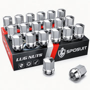 Sposuit front view showing 20 chrome lug nuts and packaging, durability visible