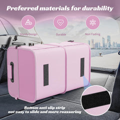 Sposuit trunk organizer loaded in car preventing groceries from shifting during drive
