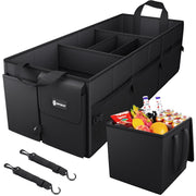 Sposuit trunk organizer front view showing large capacity and sturdy handles for easy transport