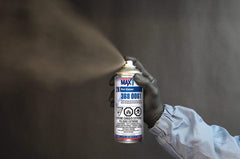 SprayMax spray pattern close-up showing uniform atomization for even coats