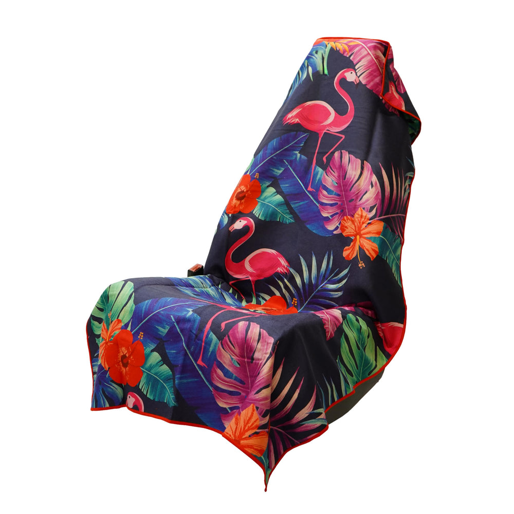 Sprints flamingos front view showing full towel design and bright print benefit