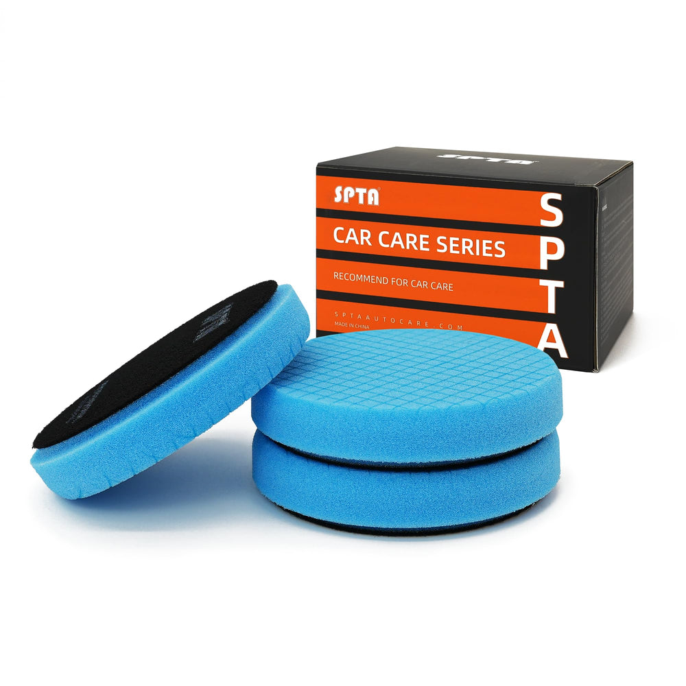 SPTA blue T60 front packaging showing three 5.5-inch pads, durable and ready