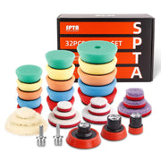 SPTA front view of the 32-piece kit showing pads and plates for versatile polishing