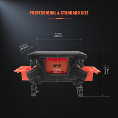 SPTA detailed view of storage trays and pull-out drawer for organized tool access