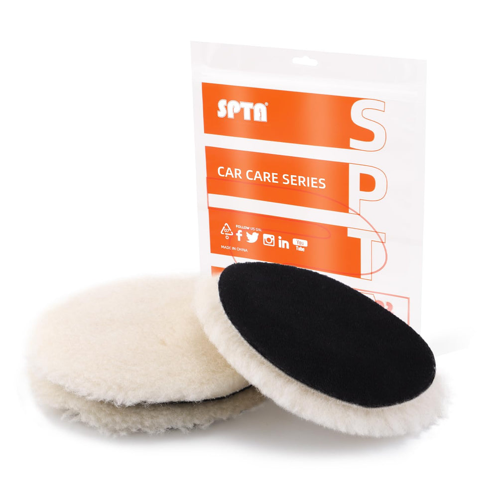 SPTA front view of 5-inch wool pad showing dense cutting surface and durability