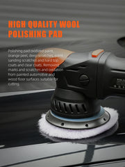 SPTA wool pad in use on car door demonstrating fast defect removal
