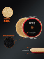 SPTA side profile showing wool pad thickness and edge, improving control and contact