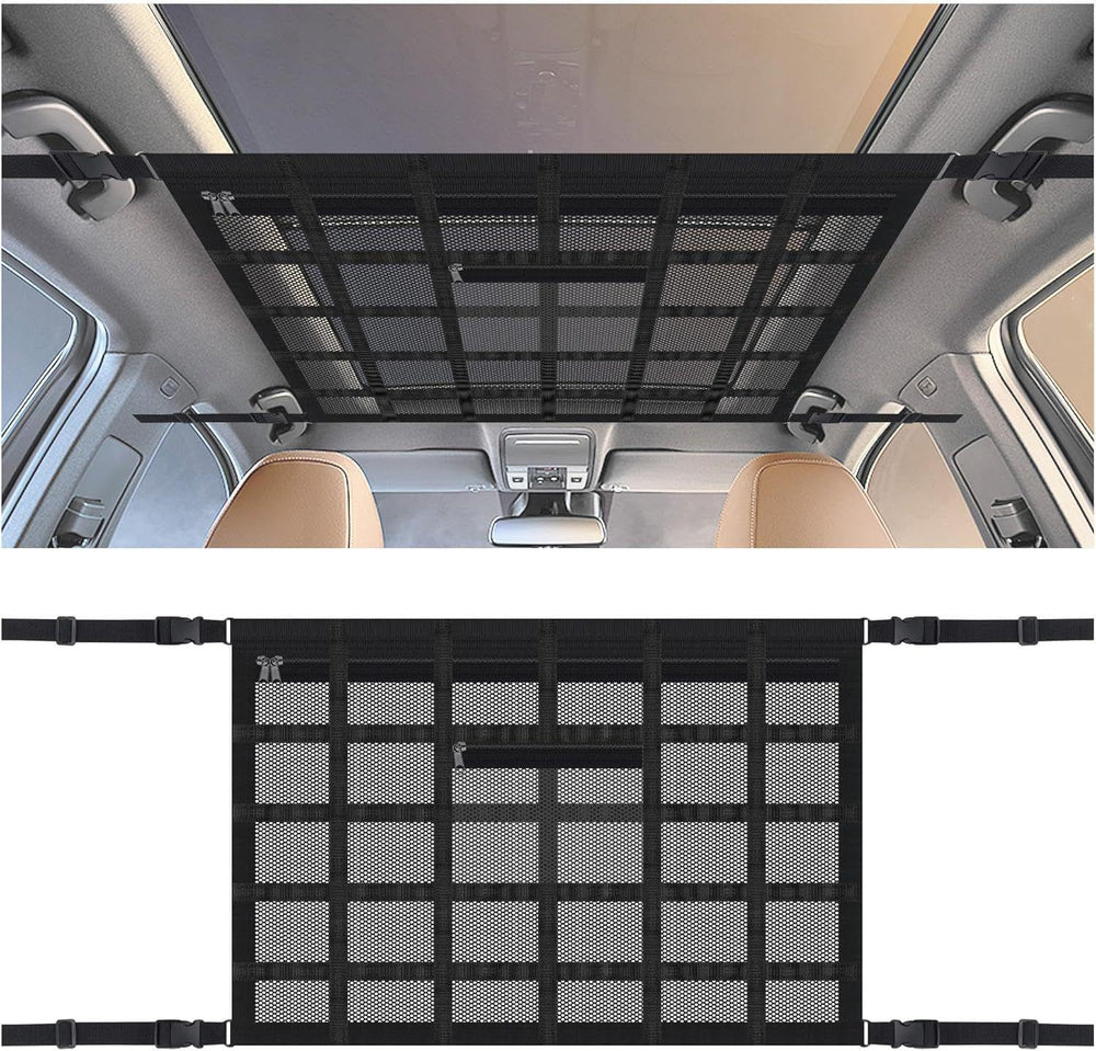 SSNNUU front view of ceiling cargo net showing organized storage benefit