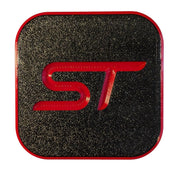 Generic ST hitch cover front view showing red accent and black base, durable style