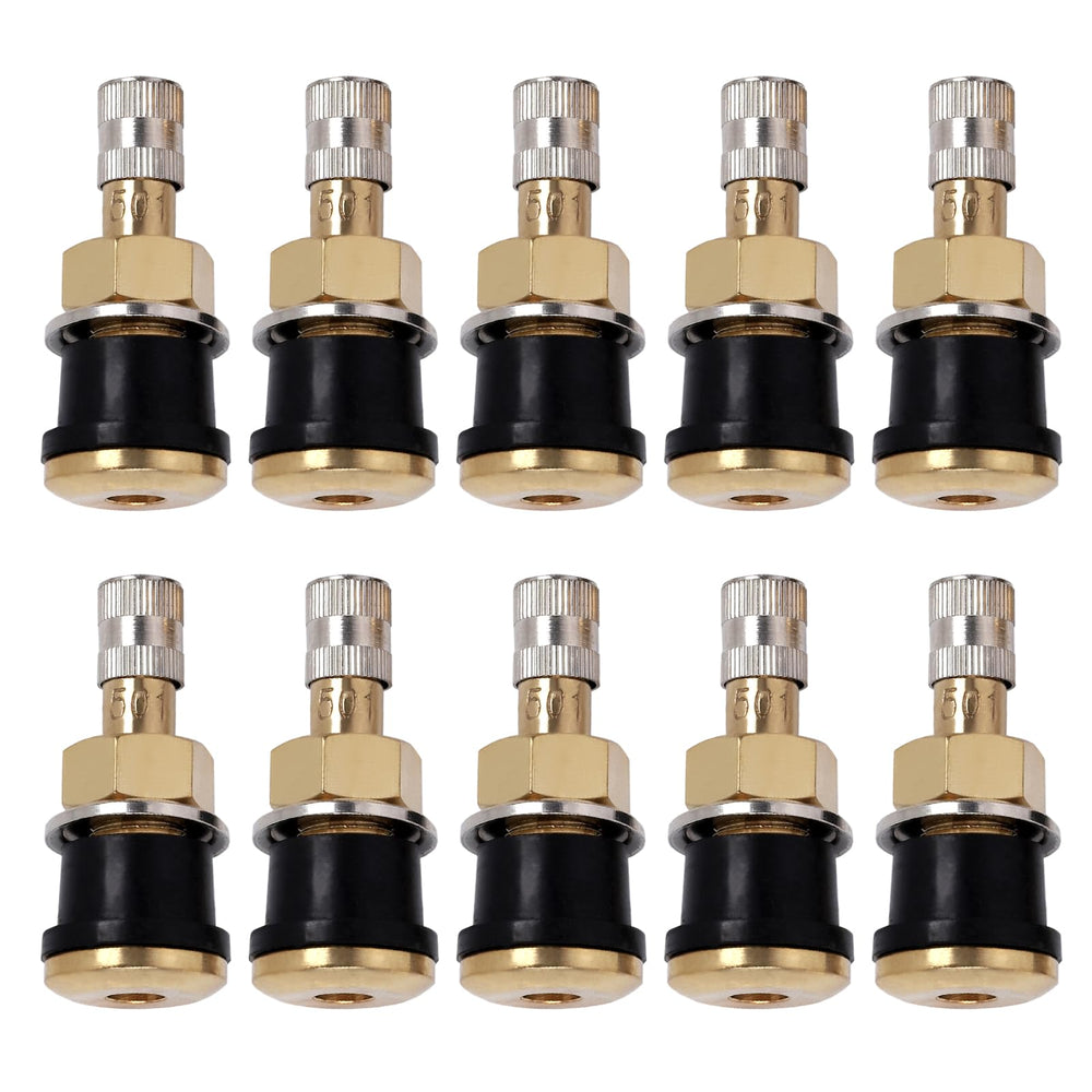 ST shengtuo front packaging showing 10 TR501 valve stems and product labeling for easy fleet ordering