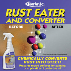 STAR BRITE being sprayed on corroded metal to show fast chemical action