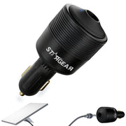 STARGEAR front view of black adapter showing durable plug and benefit reliable 24V output