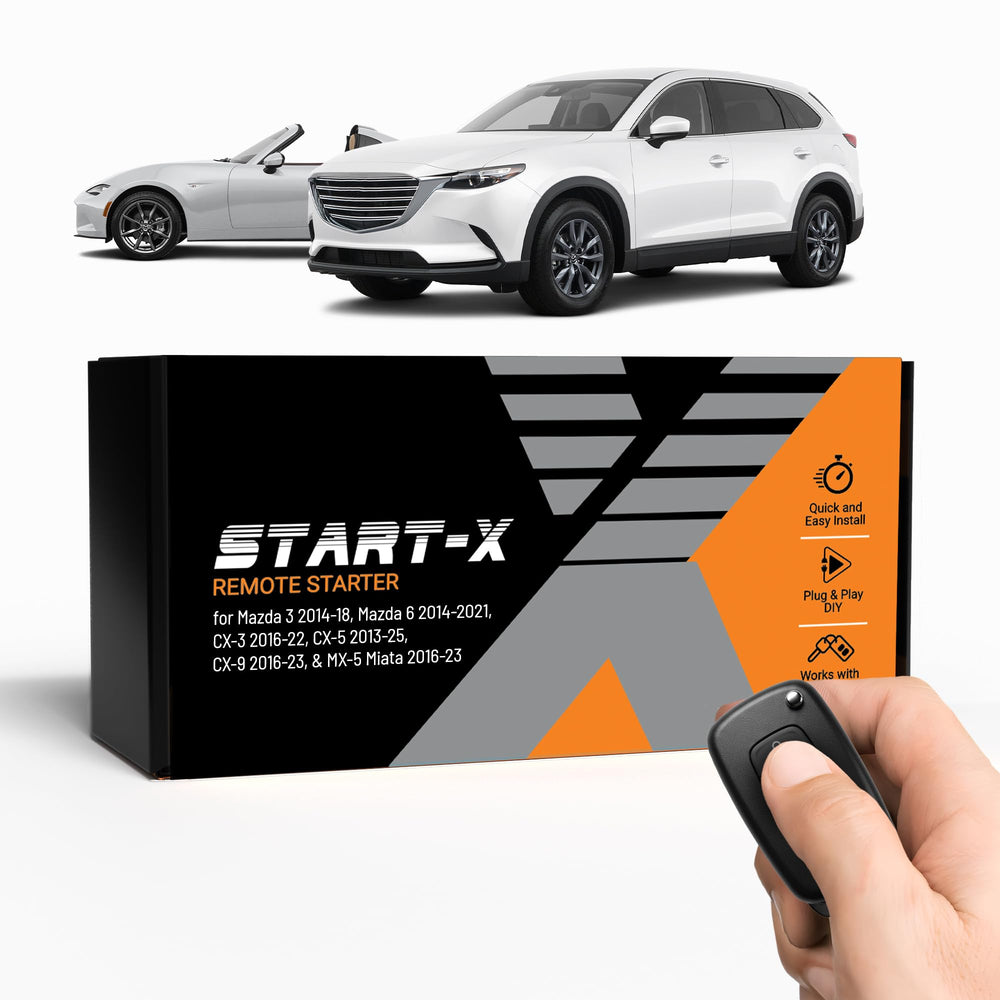 Start-X front packaging showing kit and Mazda compatibility benefits