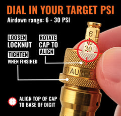 Staun attached to valve demonstrating quick air-down convenience